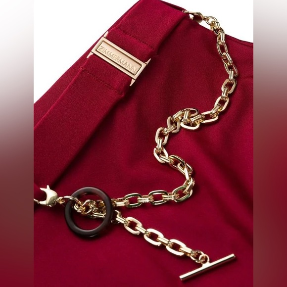 Zimmermann Ruby Red Balconnette + Chain Link High Rise Bikini Bottom Set - Picture 15 of 15